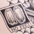Casal de fantasma old-school em preto e branco sem pés citação tatuagem design