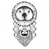 Black-and-white rodent muzzle with difficult geometric ornament tattoo design