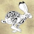 Black-and-white running hare with celtic pattern tattoo design