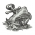 Black-and-white shark and anchor tattoo by Funkt Green