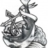 Black-and-white shark and anchor tattoo design