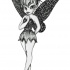 Black-and-white standing tinkerbell fairy tattoo design