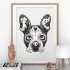 Black-and-white sugar skull bulldog face tattoo design