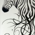Black-and-white zebra with stripes turning into curles tattoo design