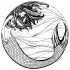 Black-and-wite circle-framed mermaid tattoo design
