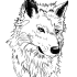 Black-contour wolf portrait tattoo design