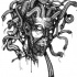 Black-ink bloodthirsty medusa gorgona tattoo design