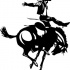 Black-ink cowboy riding a horse tattoo design