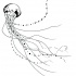 Black-ink jellyfish with potted tentacles tattoo design by Random Commentary