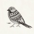 Black-ink ornamented sparrow tattoo design