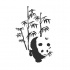 Black-ink panda and bamboo tree tattoo design