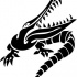 Black-ink tribal crying reptile tattoo design