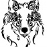 Black-ink wolf in curls tattoo design