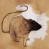 Black-line rodent on white splash background tattoo design