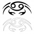 Black and outline zodiac-patterned crab tattoo designs