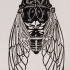 Black bug with closed clear wings tattoo design