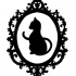 Black cat silhouette in black frame tattoo design
