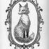 Black dotwork fox in iron frame tattoo design