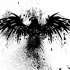 Black eagle emblem in a lot of splashes tattoo design