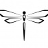 Black laconic-line dragonfly tattoo design