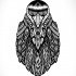 Black patterned raven portrait tattoo design