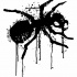 Black prodigy ant logo in smudges tattoo design