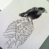 Black raven sitting on human skeleton chest tattoo design