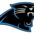 Black roaring panther emblem with blue contour tattoo design