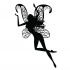Black slim flying fairy with square-printed wings tattoo design