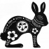 Black static hare with white ornament tattoo design