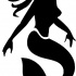 Black static mermaid silhouette with heart print on tail tattoo design