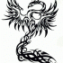 Black tribal feminine phoenix tattoo design