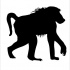 Black walking baboon silhouette tattoo design