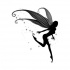 Blak grey-winged fairy running on star background tattoo design