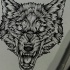 Blind-eye gnarling wolf head tattoo design