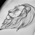 Blind-eyed geometric lion tattoo design