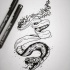 Blind-eyed snake turning into stripe tattoo design