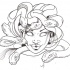 Blind outline smiling medusa gorgona head tattoo design