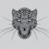 Bling-eyed grey-skin screaming leopard head tattoo design by Karbacca