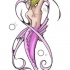 Blondy pink-tail mermaid turn her back tattoo design