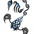 Blue-and-black flaming scorpion tattoo design