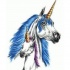 Blue-and-purple mane mom and baby unicorns tattoo design