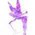Blue-and-purple watercolor fairy silhouette tattoo design