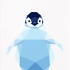 Blue-and-white geometric penguin baby tattoo design