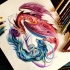 Blue and red swirly wild and mythic animal couple tattoo design