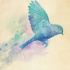 Blue flying bird with colorful background tattoo design