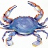 Blue painting crab with red-shine claws tattoo design