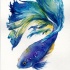 Blue watercolor fish tattoo design
