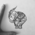 Bonny dotwork ornamented elephant baby tattoo design