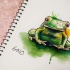 Bonny green watercolor frog tattoo design